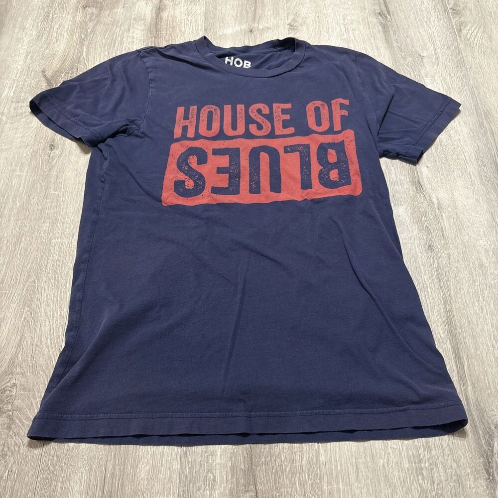 House of Blues Men’s Medium Graphic T-Shirt Navy Blue Tee Short Sleeve